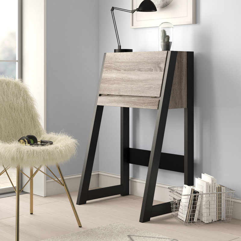 Fralick Secretary Desk Mack Milo Color Distressed Gray Black